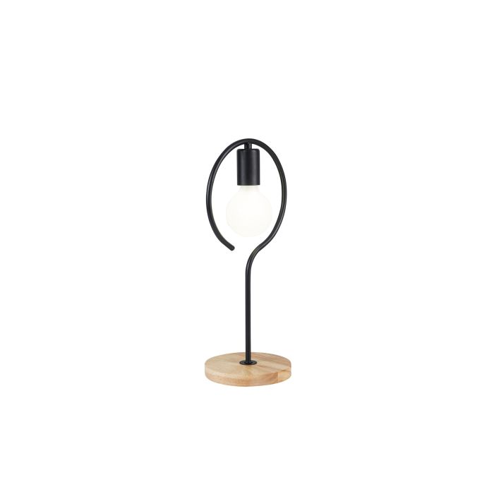 Tafellamp Modern Zwart Met Houten Voet - Scaldare Agordo