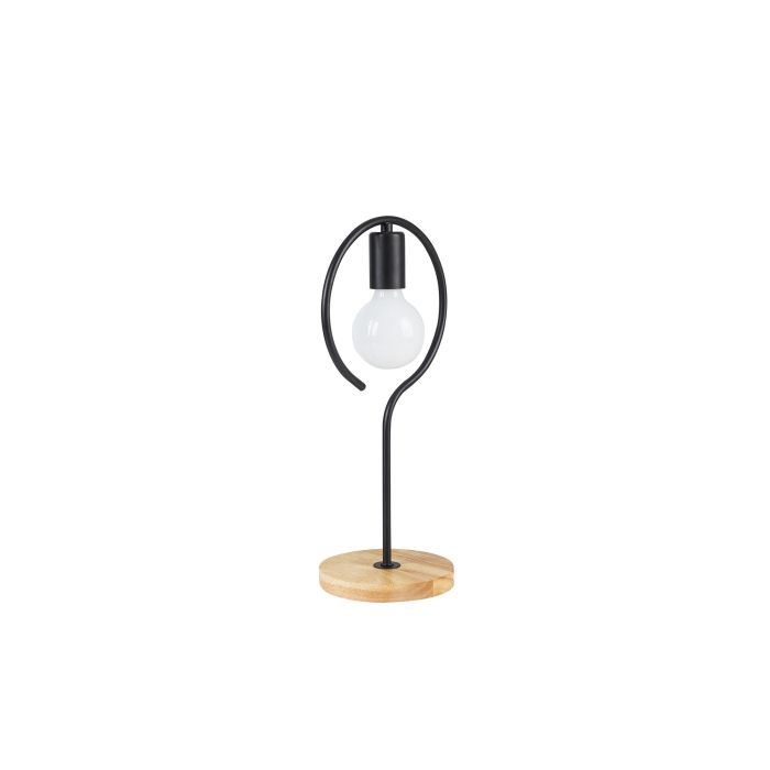 Tafellamp Modern Zwart Met Houten Voet - Scaldare Agordo