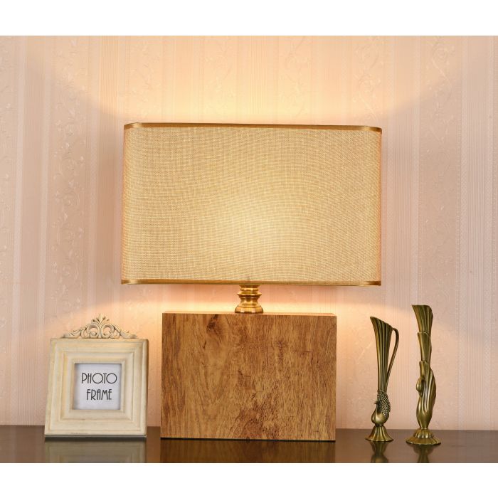 Tafellamp Modern Hout met Beige Kap 50 cm - Valott Ayote