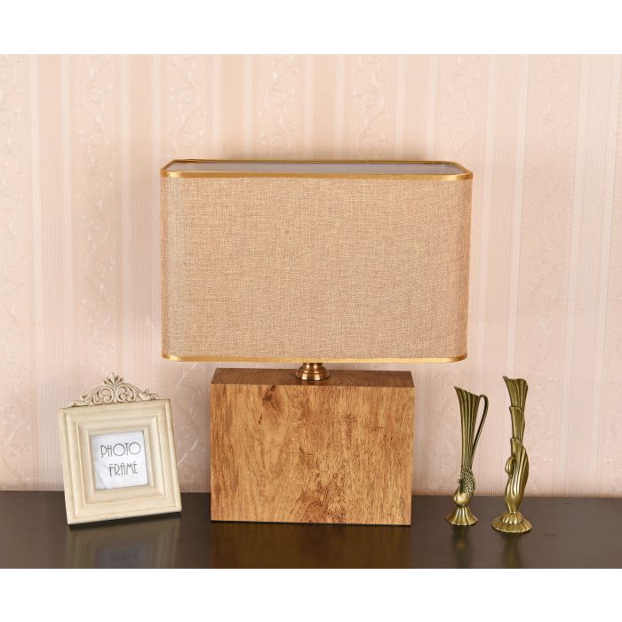 Tafellamp Modern Hout met Beige Kap 50 cm - Valott Ayote