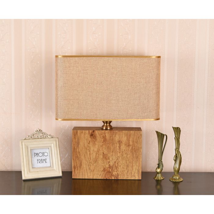 Tafellamp Modern Hout met Beige Kap 50 cm - Valott Ayote
