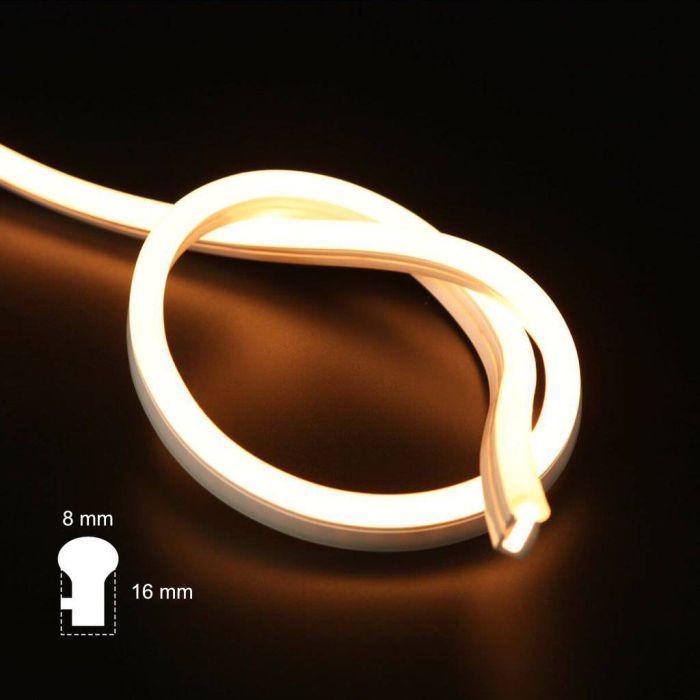 LED Neon Flex Micro Warm Wit 1 meter 8mm x 16mm inclusief 12V lichtnetadapter - Funnylights