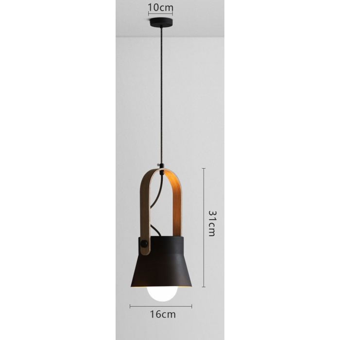 Hanglamp Modern Zwart Aluminium met Hout - Valott Kirsi