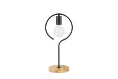 Tafellamp Modern Zwart Met Houten Voet - Scaldare Agordo