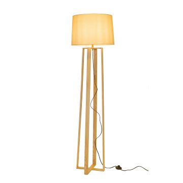 Staande Lamp Vierpoot Hout Beige Kap - Valott Ampua