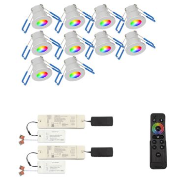 Monno RGB  led inbouwspot – set van 10