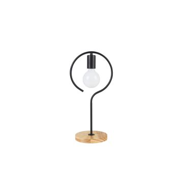 Tafellamp Modern Zwart Met Houten Voet - Scaldare Agordo