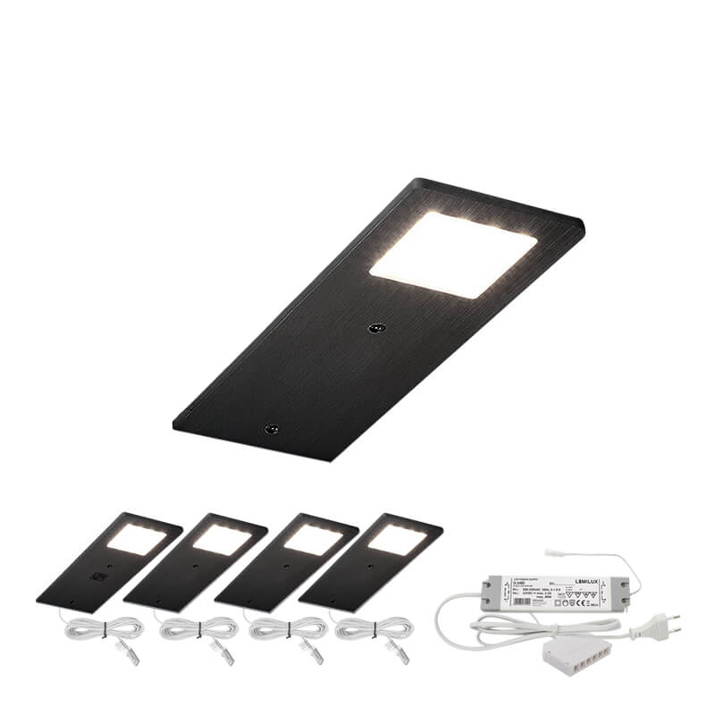 Veda zwarte keukenkast verlichting set van 4